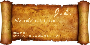 Jónás Lilian névjegykártya