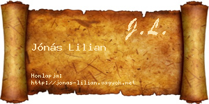 Jónás Lilian névjegykártya